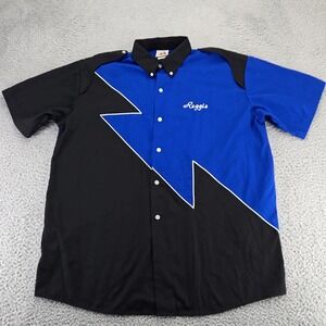 Speed Zone Race‎ Gear Shirt Mens Large Blue Mechanic Short Sleeve Cars Geometric